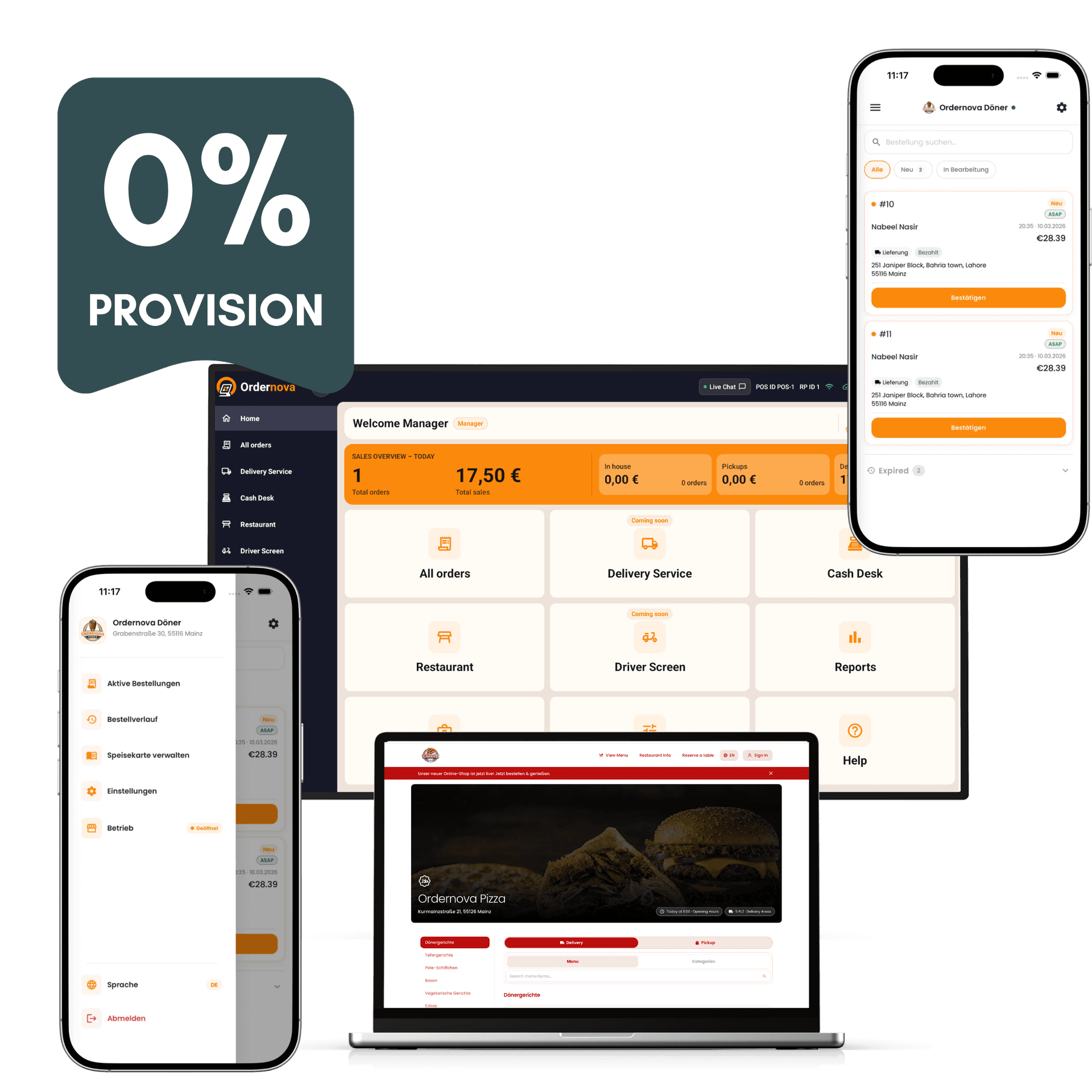 Ordernova Plattform für Restaurantmanagement